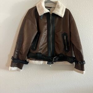 Wild Fable Bomber Jacket Brown and Black Casual Style